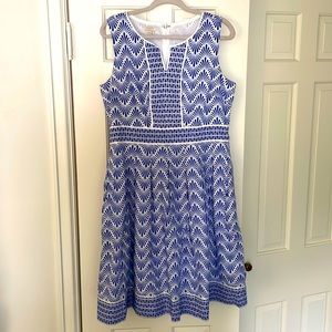Talbots Blue Sleeveless Dress 100% cotton lined with pockets size 12